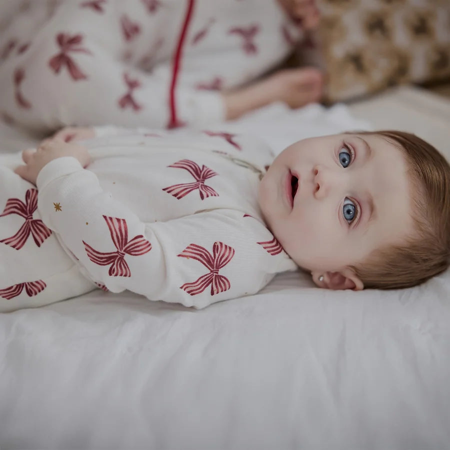 Glitter & Bows Ivory Footed Sleeper