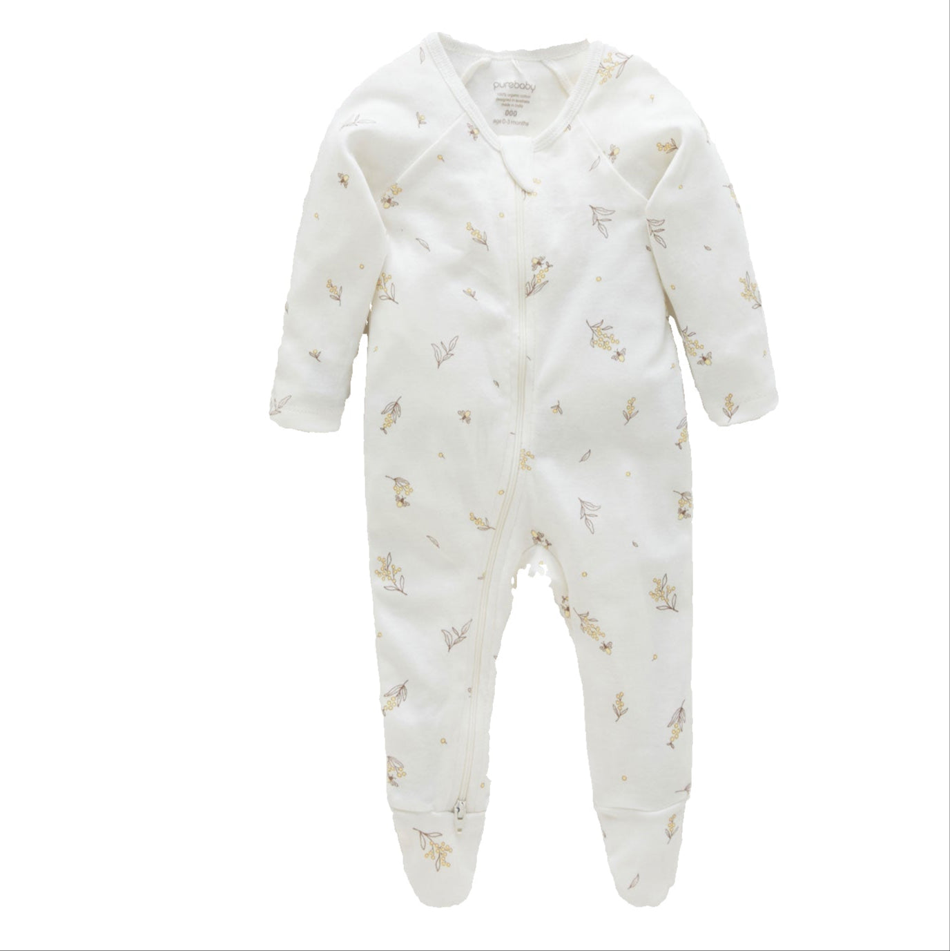 Organic Zip Growsuit- Wattle Bee