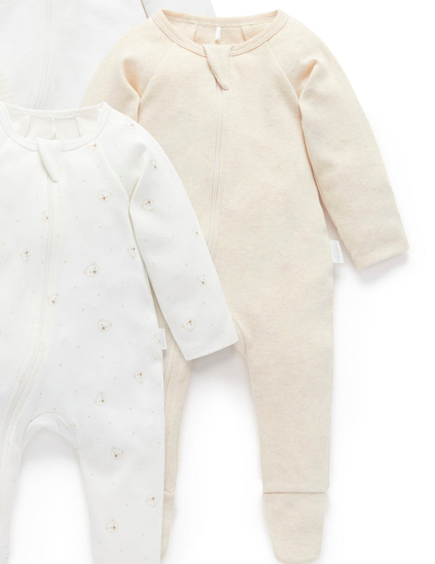 Organic Zip Growsuit- Wheat Melange