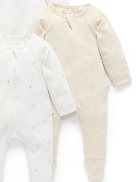 Organic Zip Growsuit- Wheat Melange
