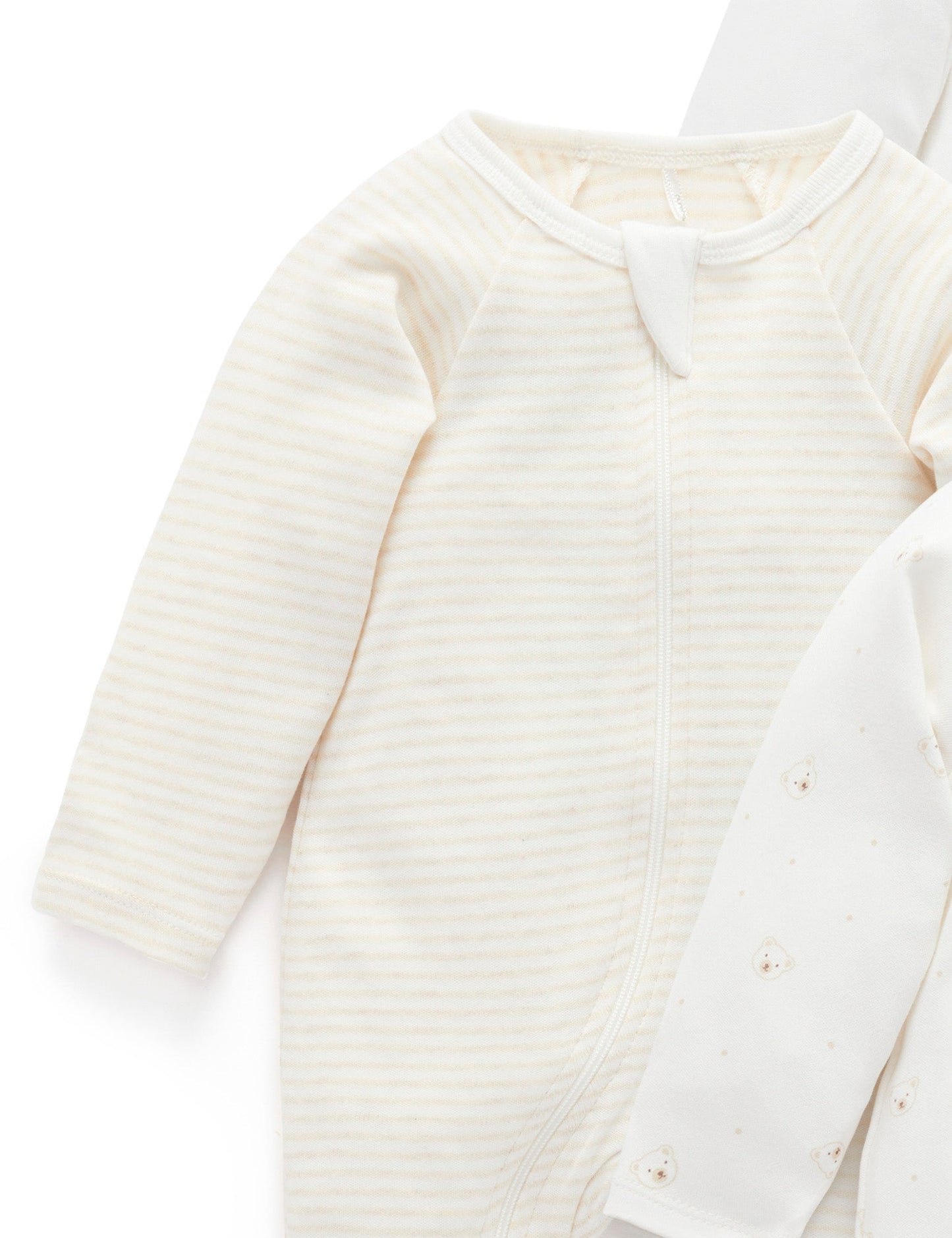 Organic Zip Growsuit- Vanilla Stripe