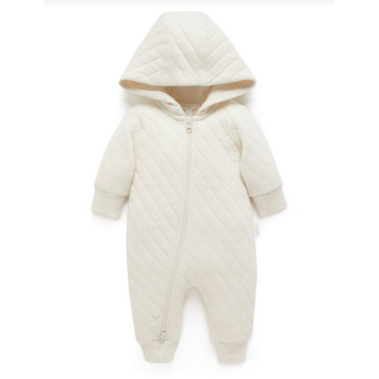 Organic Quilted Growsuit- Wheat Melange