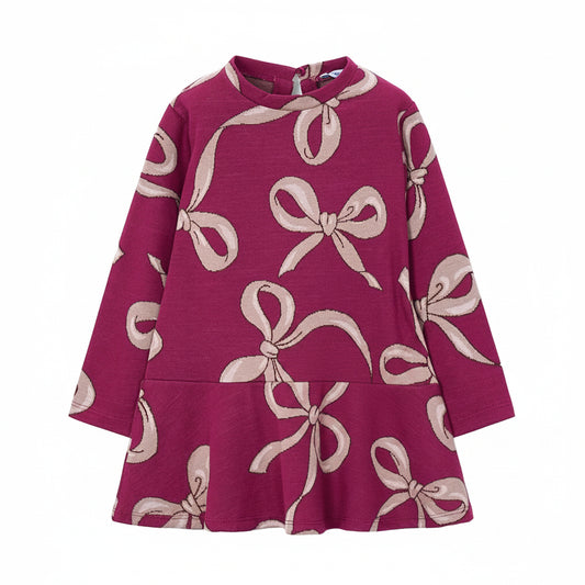 Raspberry Knit Bow Dress