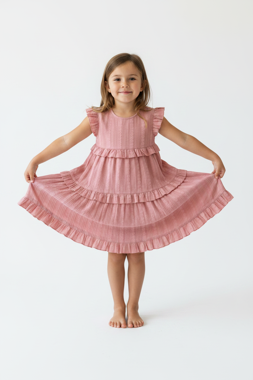 Rosette Tiered Organic Cotton Dress