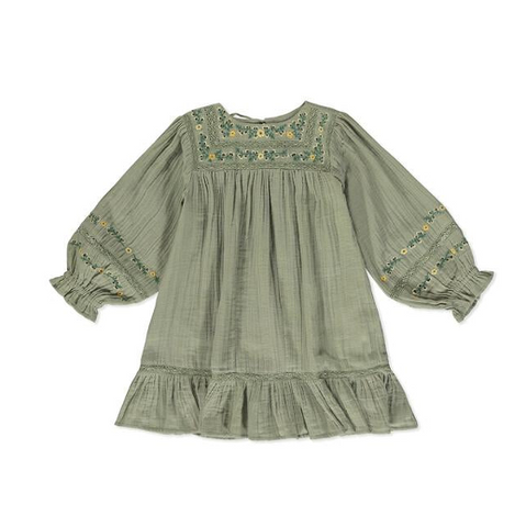Flower meadow dress: Grey/Cream Reversible