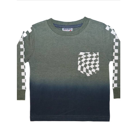 L/S Check Pocket Tee: Olive