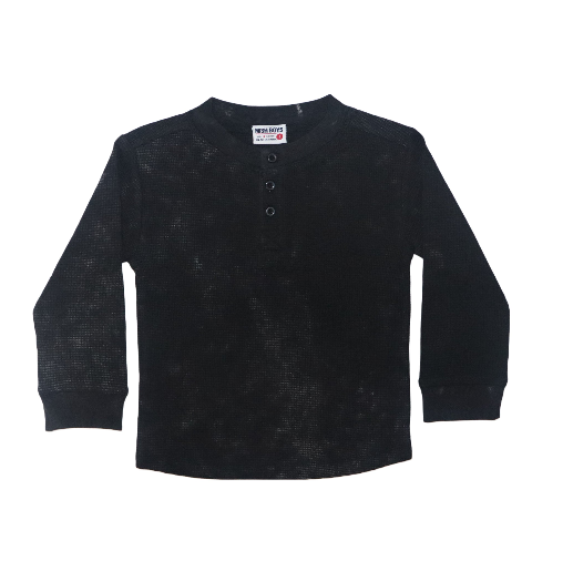 L/S Enzyme Thermal Henley: Black