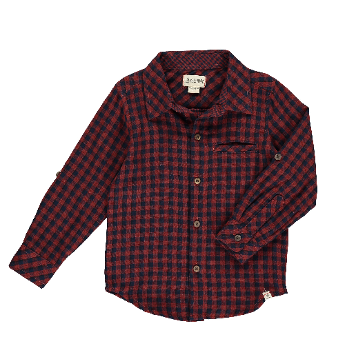 Atwood Woven Shirt: Rust/Navy Plaid