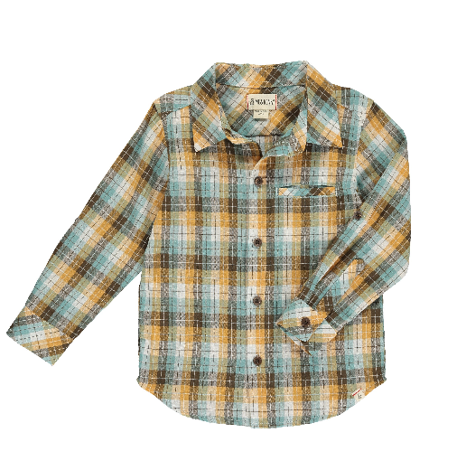 Atwood Shirt: Tan/Brown/Blue Plaid