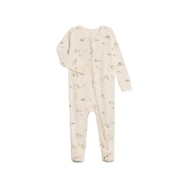 Organic Peyton Footed Sleeper - Lake / Barn + Mint