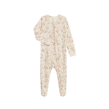 Organic Peyton Footed Sleeper - Butterfly / Fog + Mint