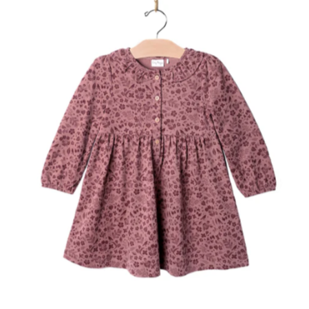Frill Collar Dress- Plum Birds