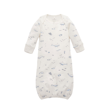 Organic Sleeper Gown- Vanilla Nautical