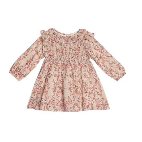 Autumn Floral Tan Long Sleeve Dress