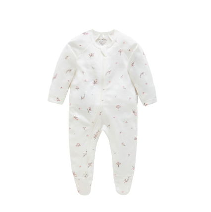 Organic Zip Growsuit- Vanilla Blossom