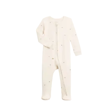 Organic Peyton Footed Sleeper - Bear / Truffle + Thyme