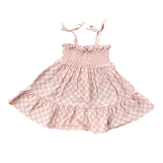 Tiered Mini Dress: Pink Lemonade Checkered