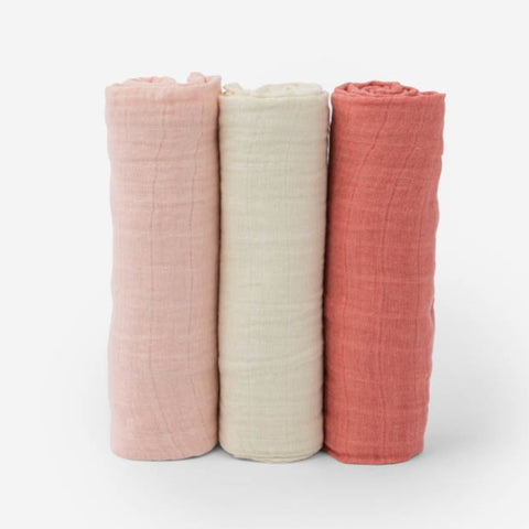 Rose Petal Muslin Swaddle 3 pack