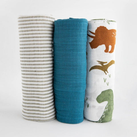 Cotton Muslin Swaddle Blanket Set - Dino Friends