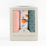 Georgia Peach Cotton Muslin Swaddle Blanket Set
