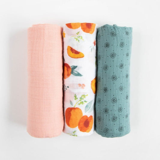 Georgia Peach Cotton Muslin Swaddle Blanket Set