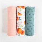 Georgia Peach Cotton Muslin Swaddle Blanket Set