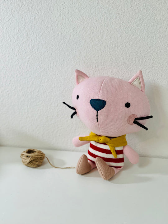 Remi Cat Organic Cotton Knit Stuffed Animal Toy: Pink
