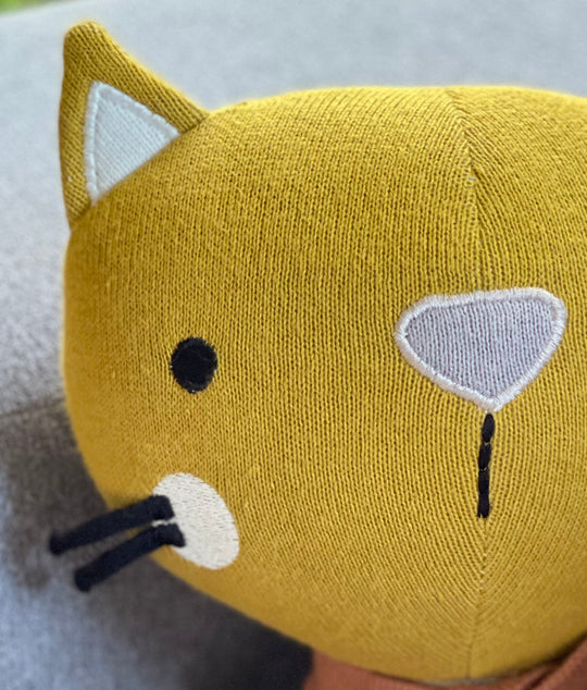 Remi Cat Organic Cotton Knit Stuffed Animal Toy: Mustard