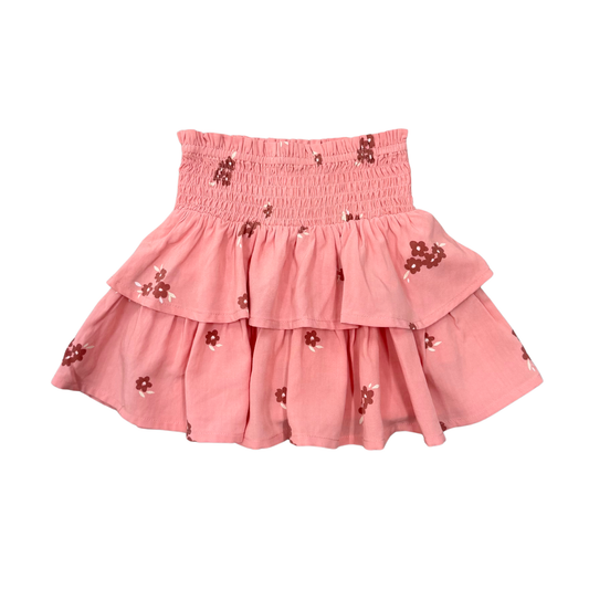 Floral Stamp Tiered Mini Skirt