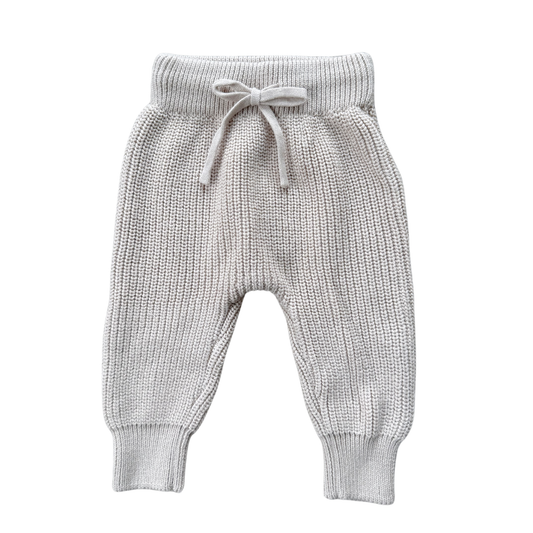 Cotton Knit Baby Pants -Sand