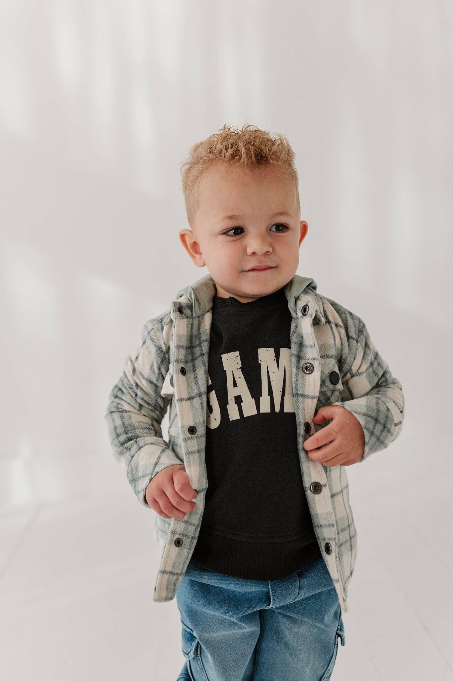 Mint Blue Plaid Hooded Shacket