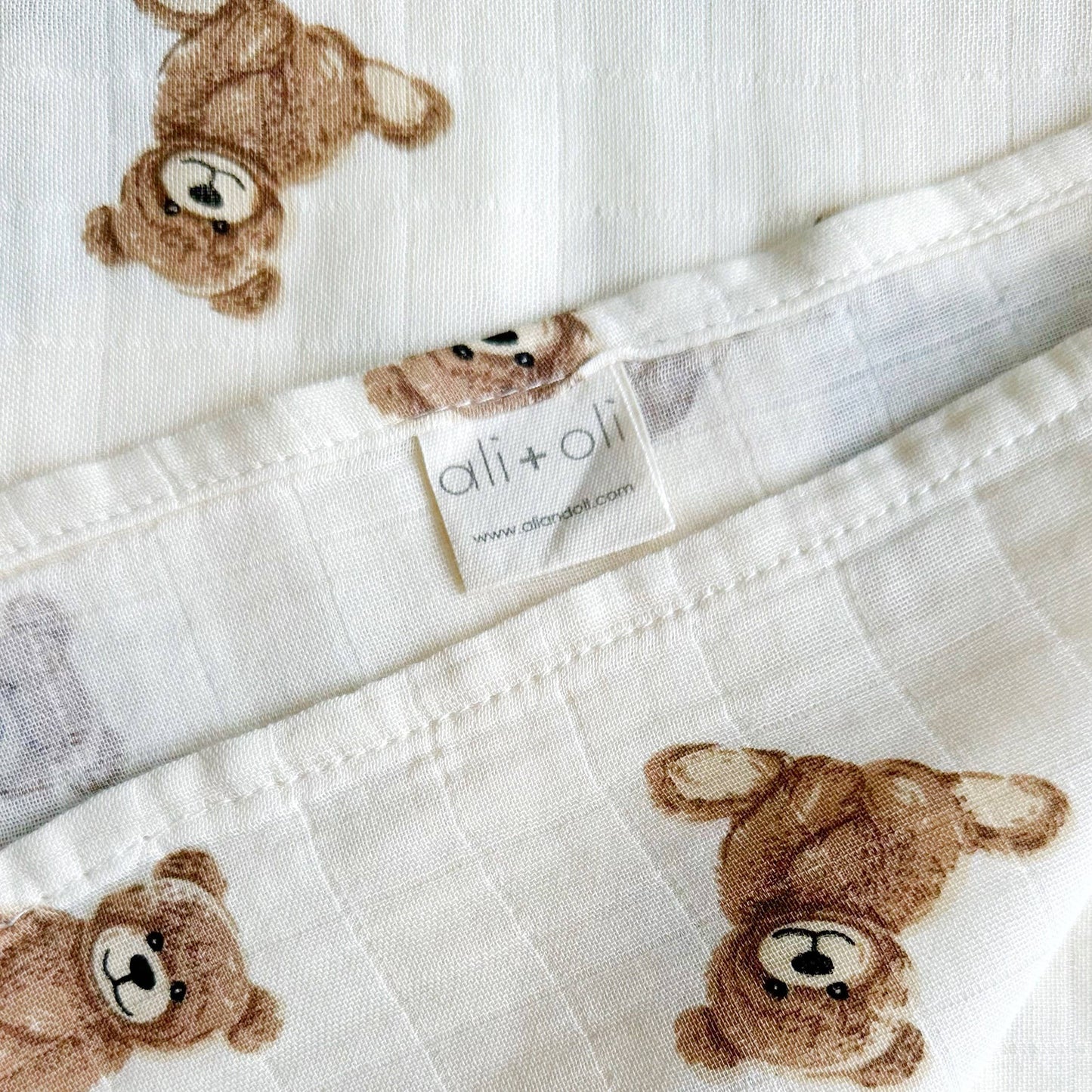 Bamboo Muslin Swaddle Blanket- Teddy Bear