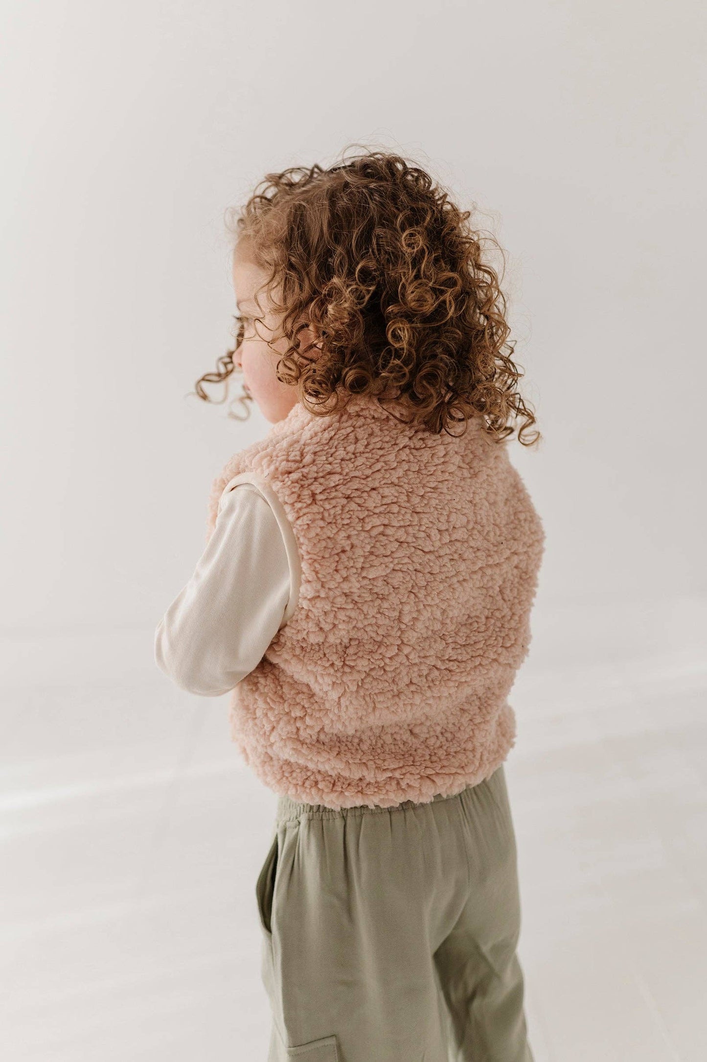 Soft Pink Sherpa Zipper Vest