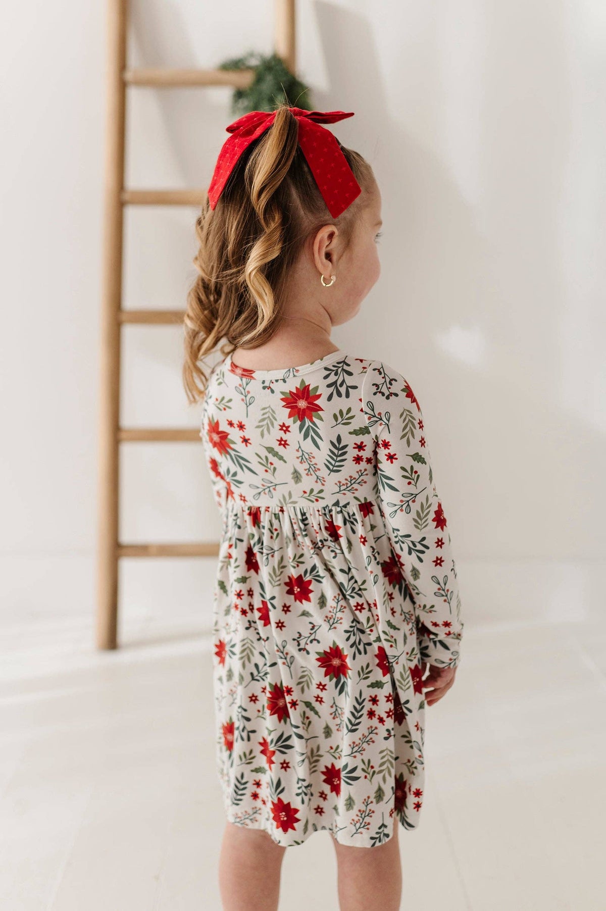 Poinsettia Long Sleeve Henley Dress