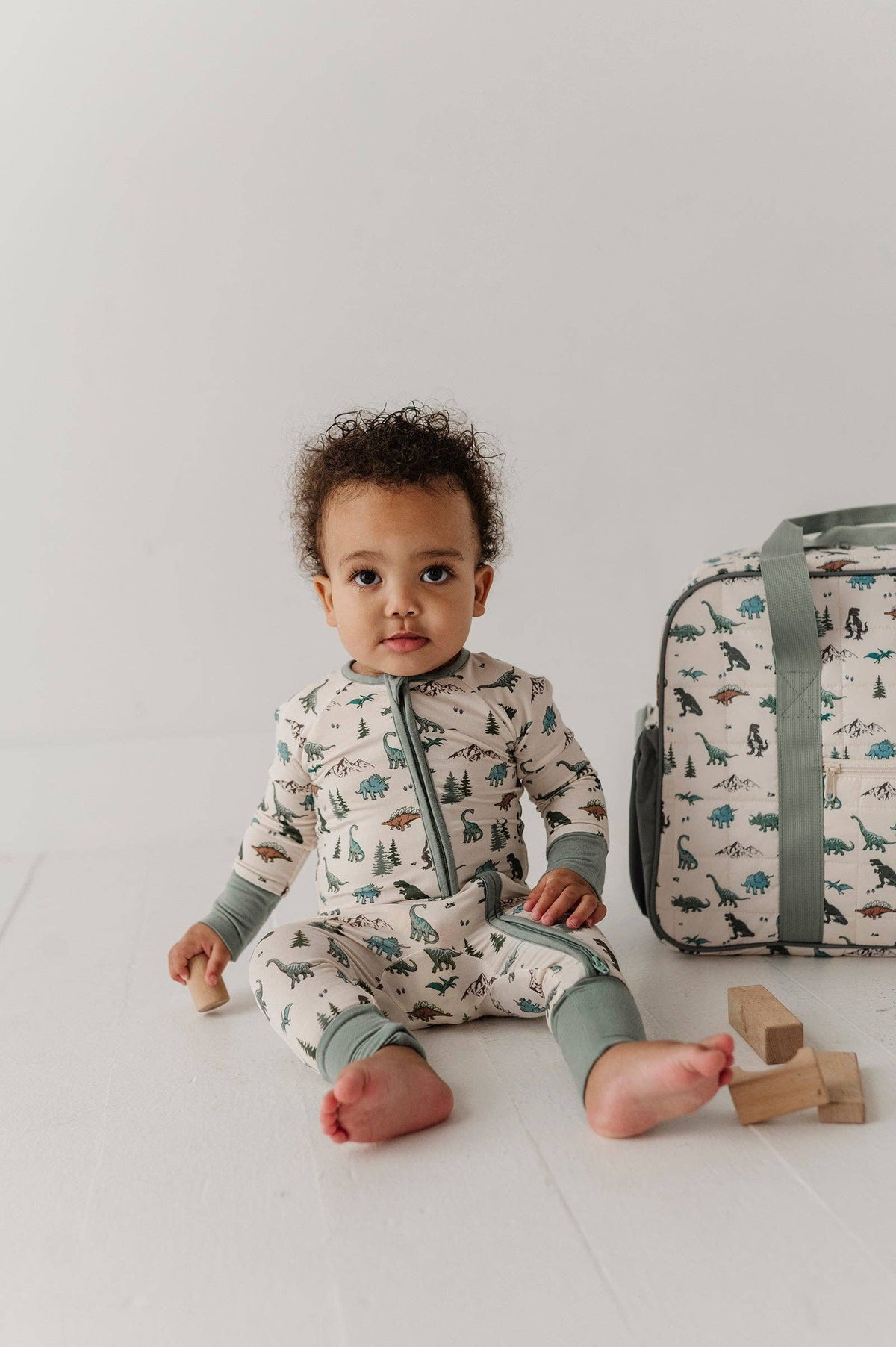 Dino Land Long Sleeve Zip Romper