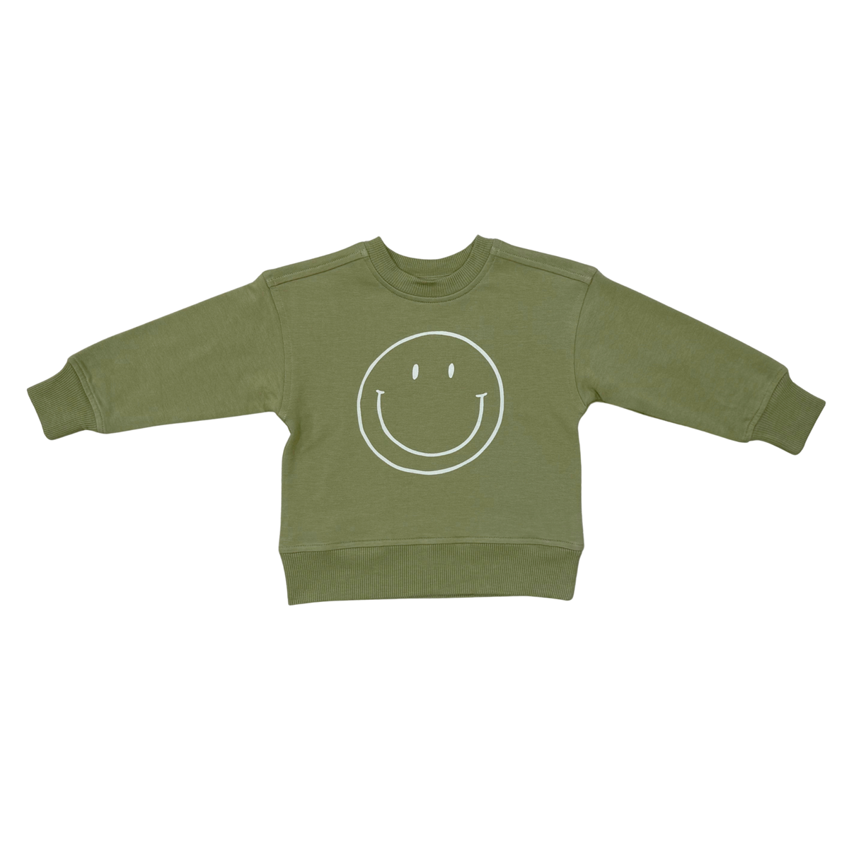 Smile in Deep Olive Boxy Bamboo Sweatshirt