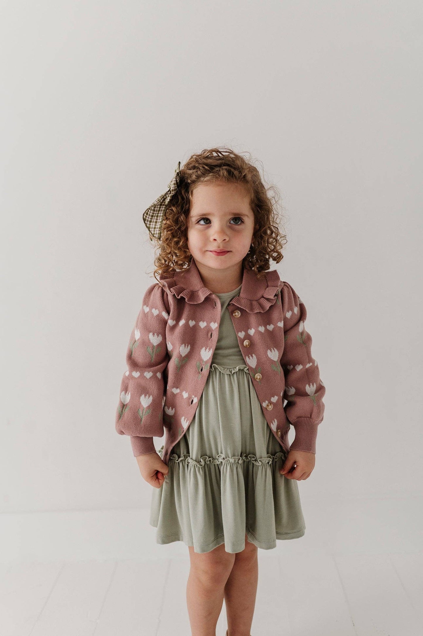Tulip Heart Intarsia Knit Cardigan