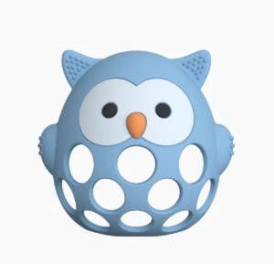 3D Owl Silicone Teether- Slate