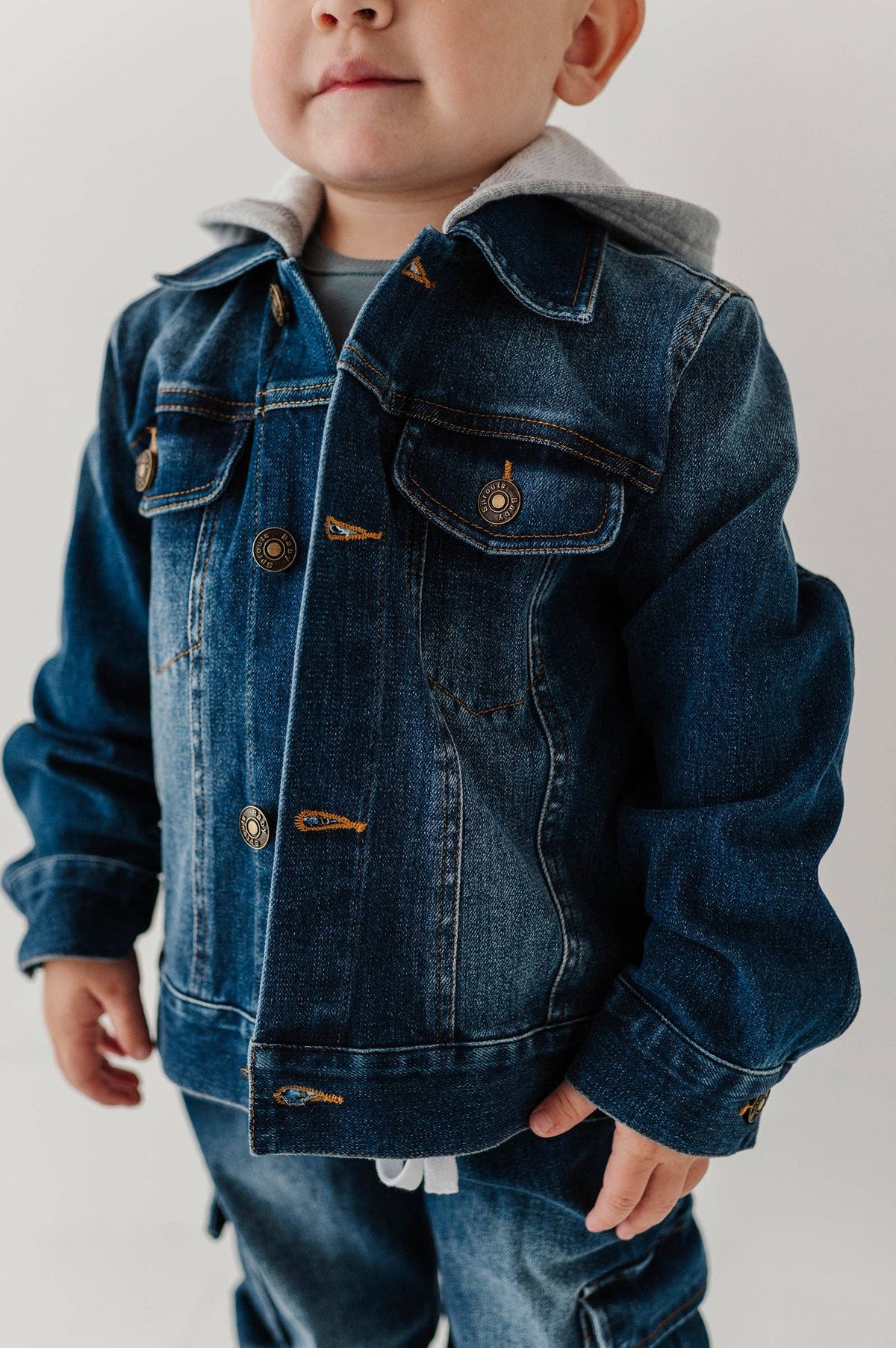 Dark Blue Wash Hooded Denim Jacket