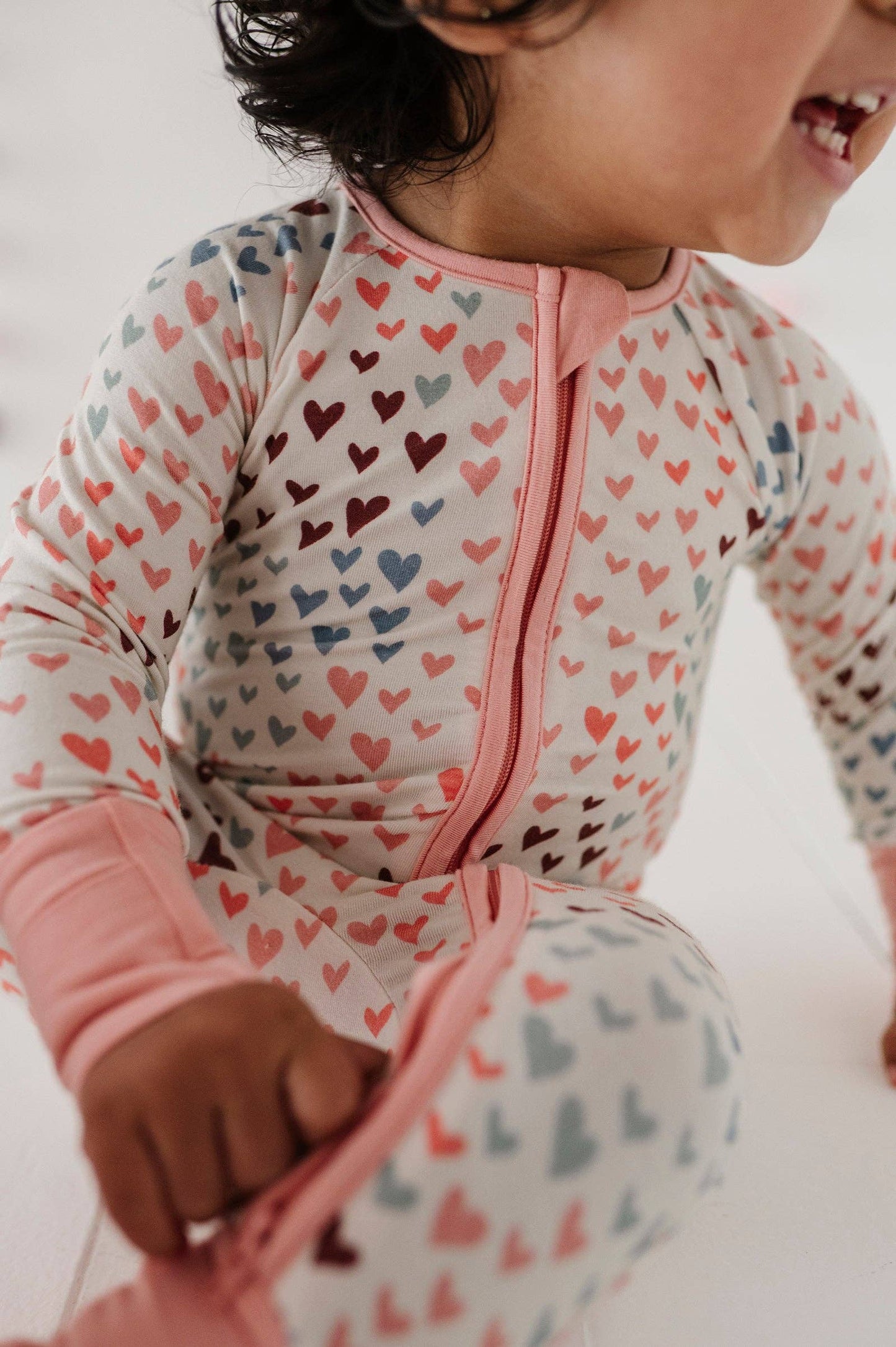 Rainbow Hearts Long Sleeve Zip Romper