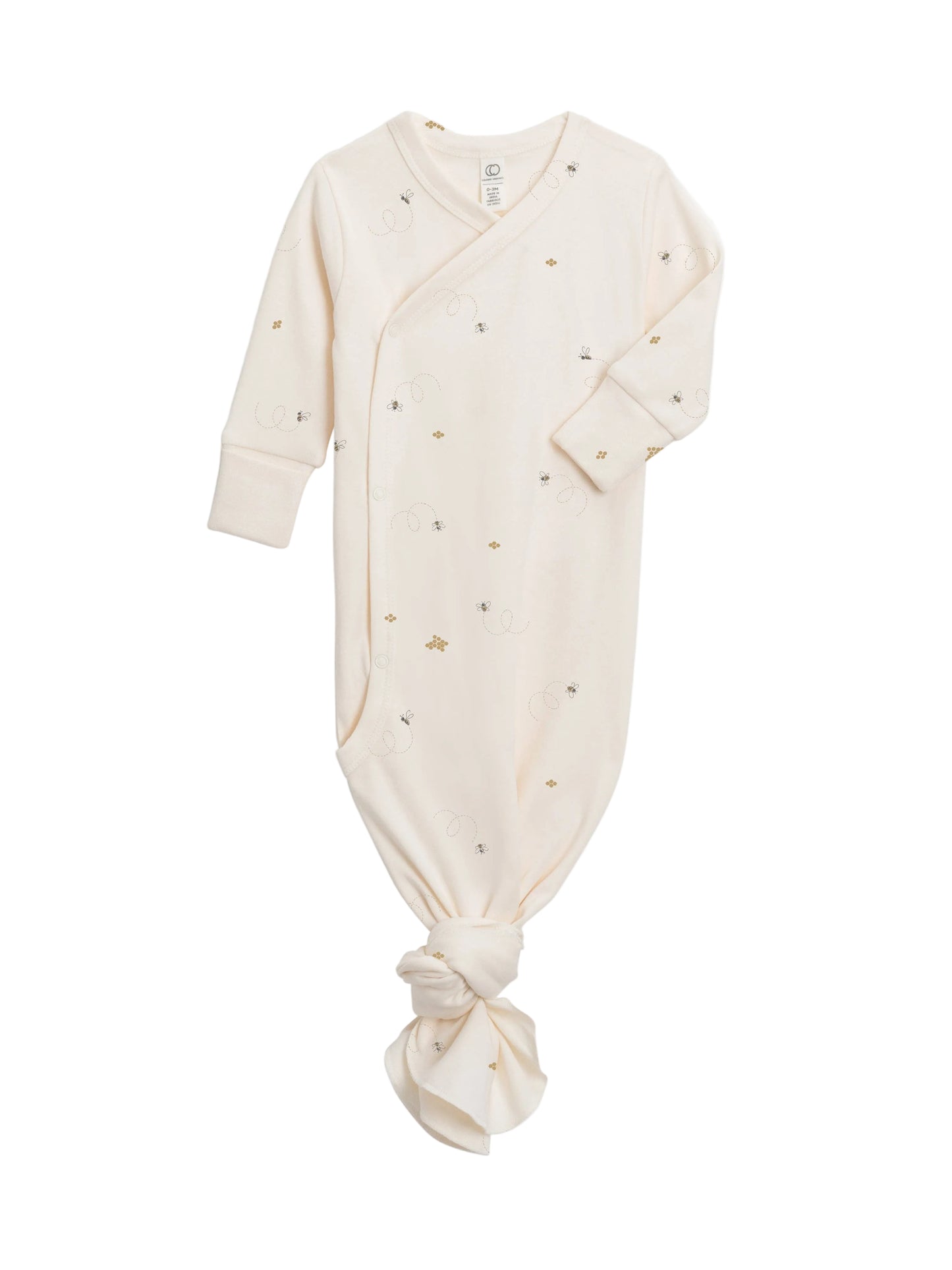 Organic Newborn Indy Kimono Gown - Bee / Pewter