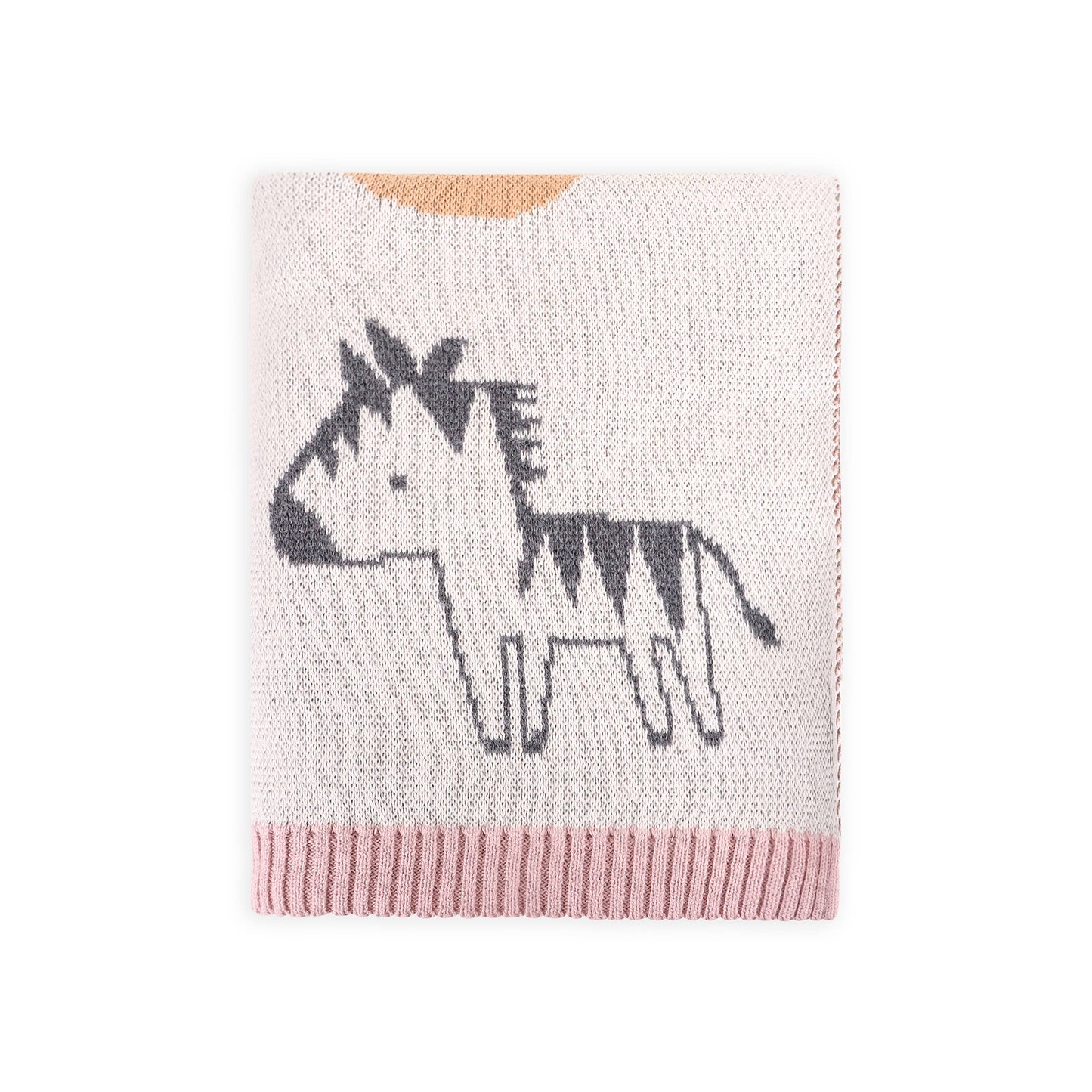 Organic Jacquard Sweater Knit Blanket - Alphabet Blush