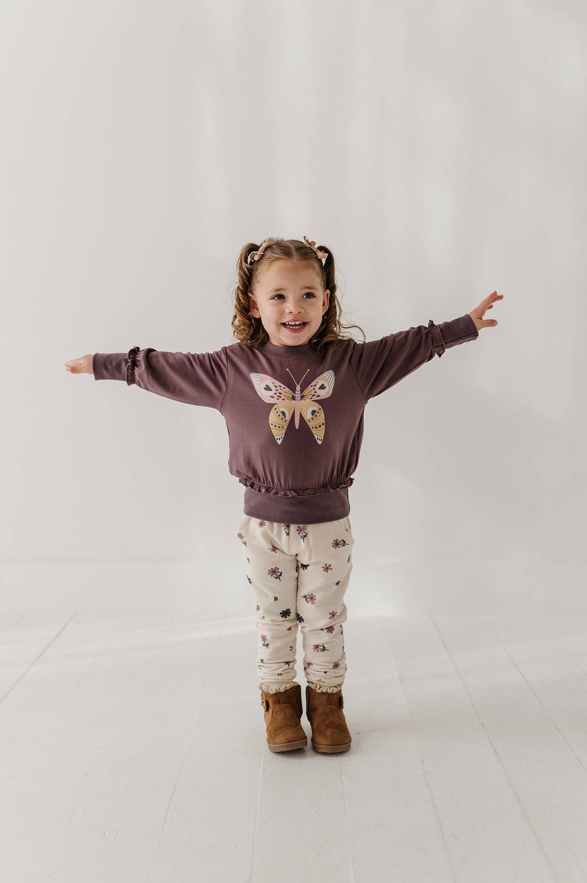 Butterfly Ruffle Hem Sweatshirt