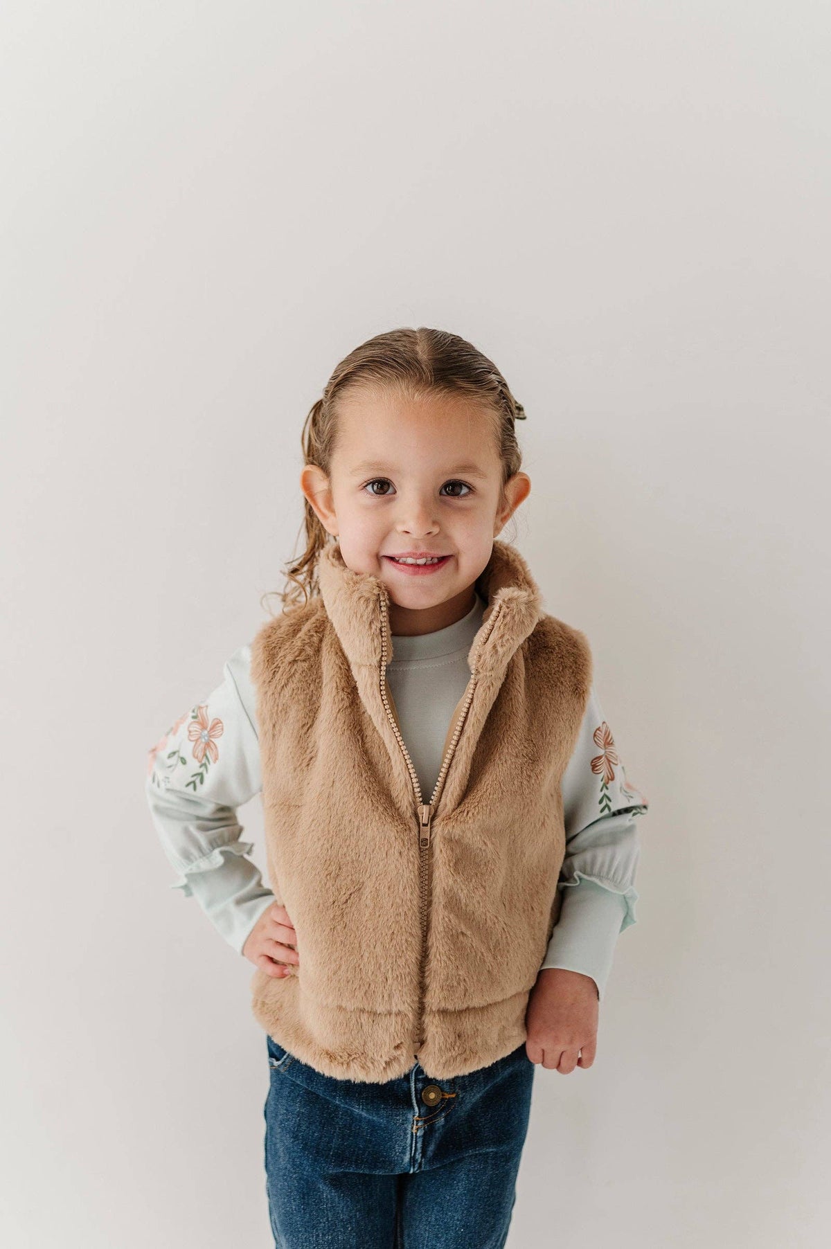 Beige Faux Fur Vest