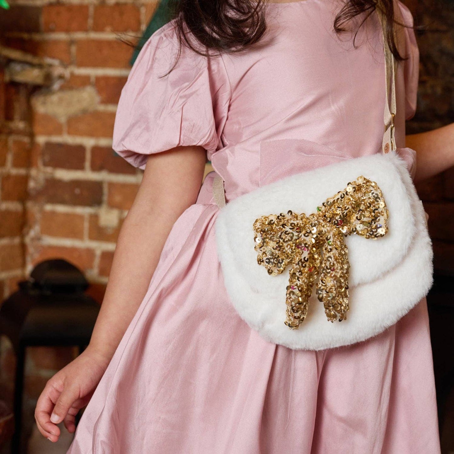 Sequin Bow Fluffy Bag