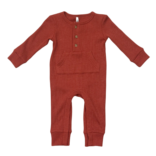 Berry Red Waffle Romper