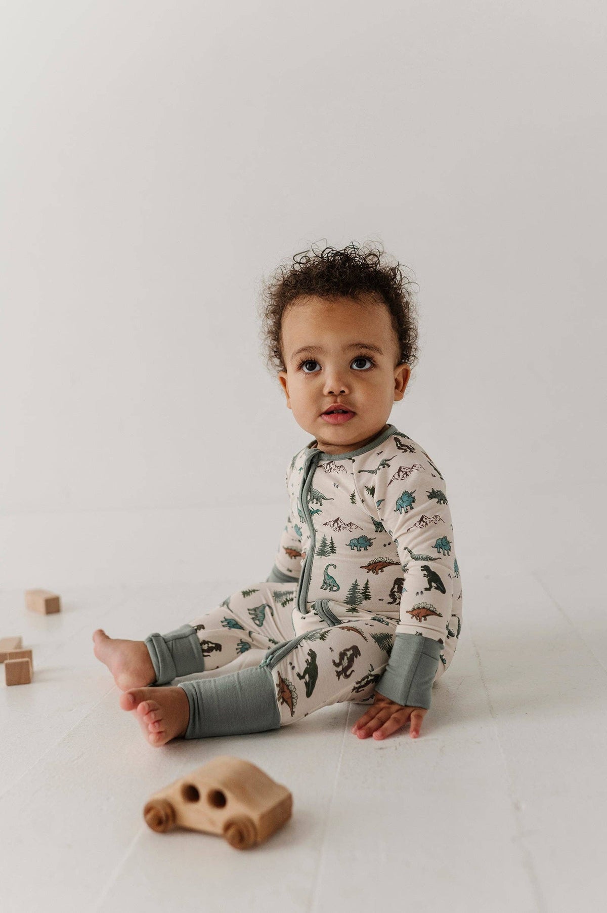 Dino Land Long Sleeve Zip Romper