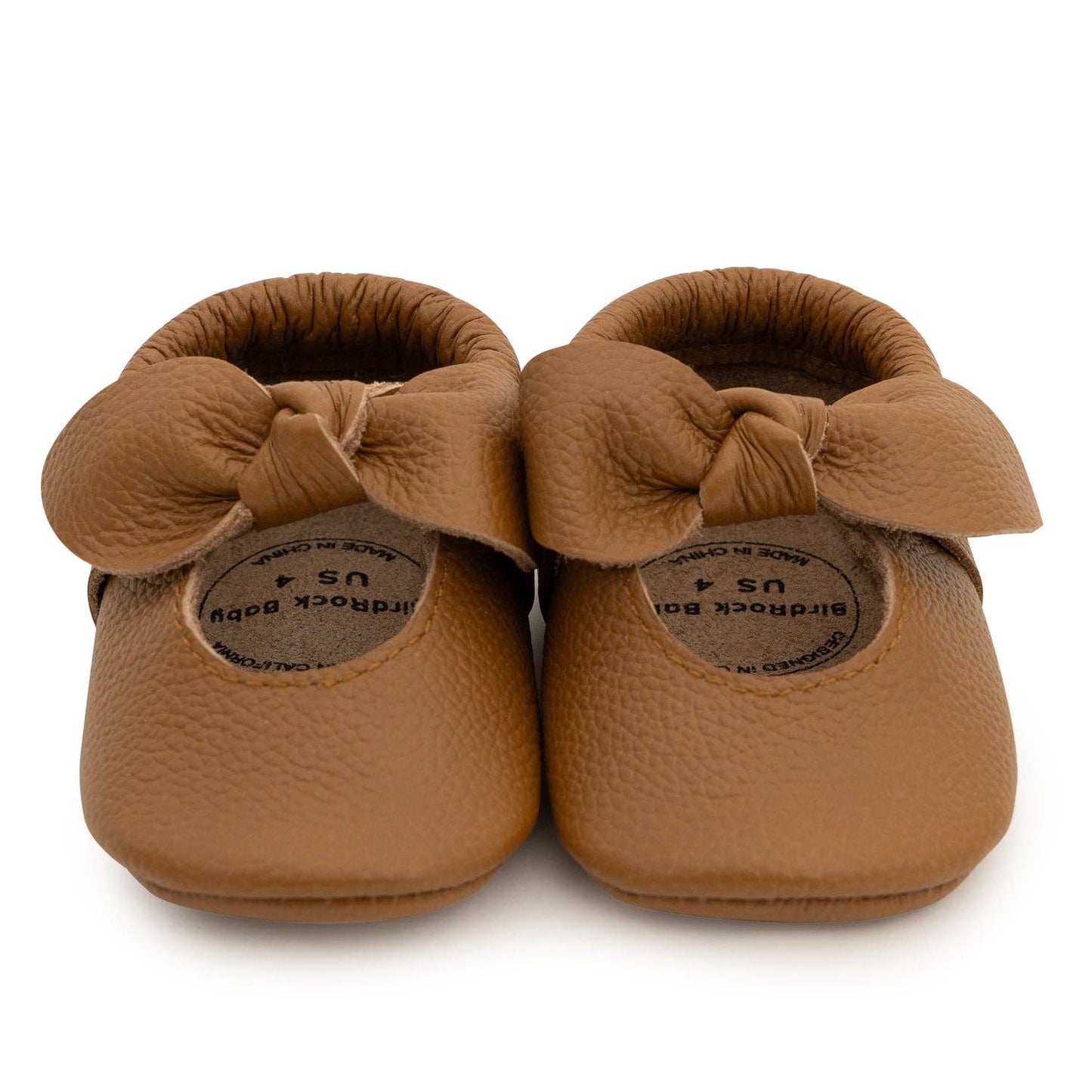 Brown Knot Bow Leather Baby Moccasins