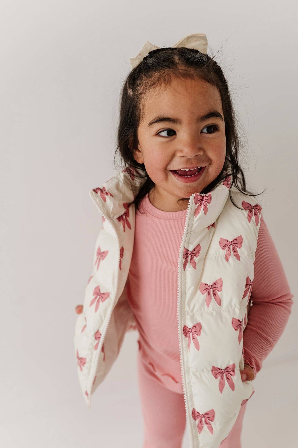 Rose Elegance Bows Puffer Vest
