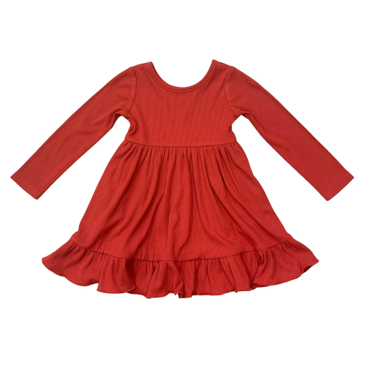 Berry Red Ribbed Ballet Dress